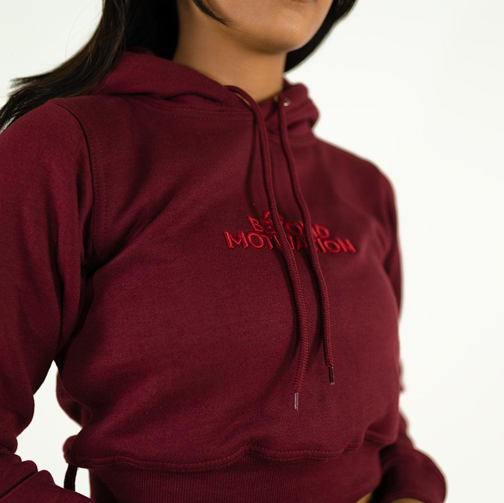 Terra Women s Burgundy Red Workout Crop Top Hoodie